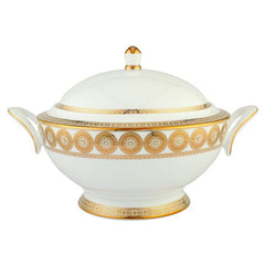 Golden Leaves Covered Vegetable Bowl / Soup Tureen&#44; Gold