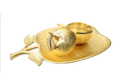 Large Gold Apple Shaped Dish with Removable Honey Jar