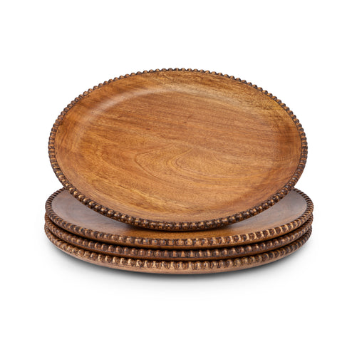 GG Collection S/4 Mango Wood Beaded Charger - 20% OFF