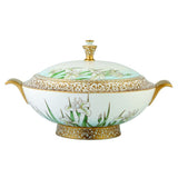 Iris Covered Vegetable Bowl / Soup Tureen Gold