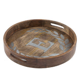 GG Collection Wood/Metal 20" Round Tray "E" - 20% OFF