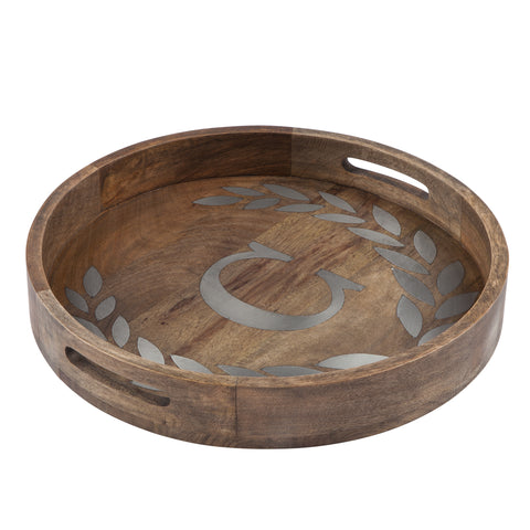 GG Collection Wood/Metal 20" Round Tray "C" - 20% OFF