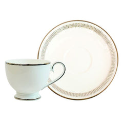 Knightsbridge Crystal Tea Cup &amp; Saucer&#44; Platinum