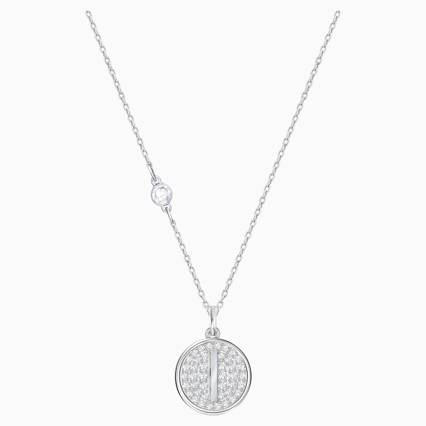 Swarovski Letter I Pendant; White; Rhodium Plating Dalmazio Design