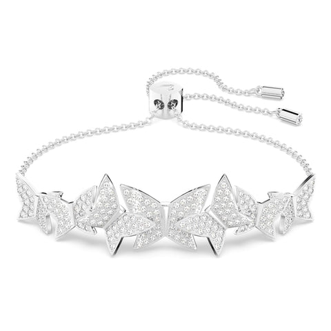 Lilia bracelet, Butterfly, White, Rhodium plated LAST IN STOCK