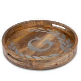 GG Collection Wood/Metal 20" Round Tray "G" - 20% OFF
