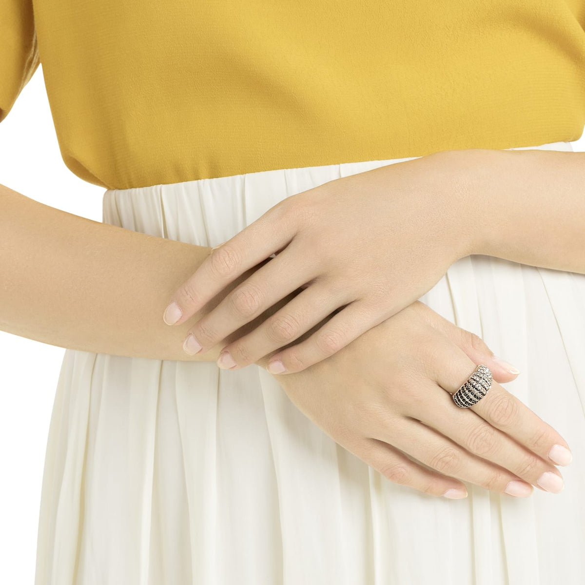 Luxury Domed Ring&#44; Black&#44; Rose-Gold Tone Plated - LAST IN STOCK