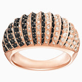 Swarovski Luxury Domed Ring; Black; Rose-Gold Tone Plated Dalmazio Design