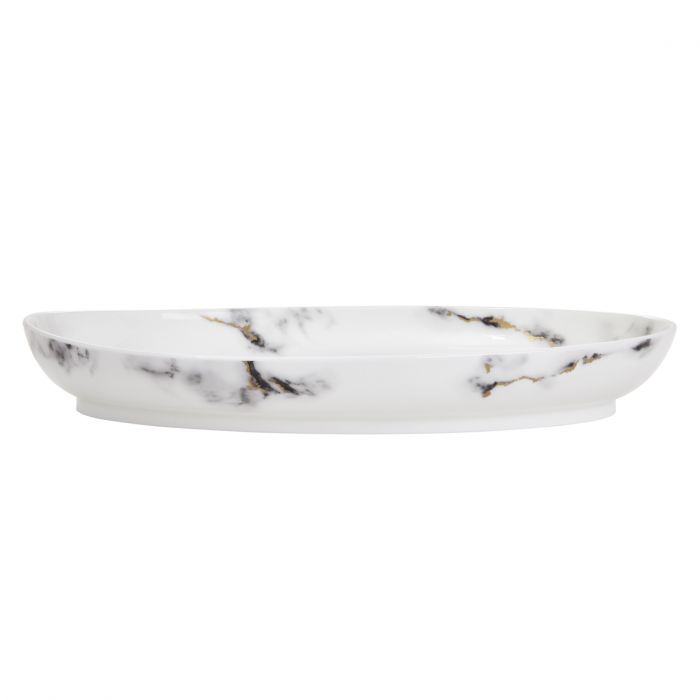 Marble Venice Fog 16" Deep Oval Platter