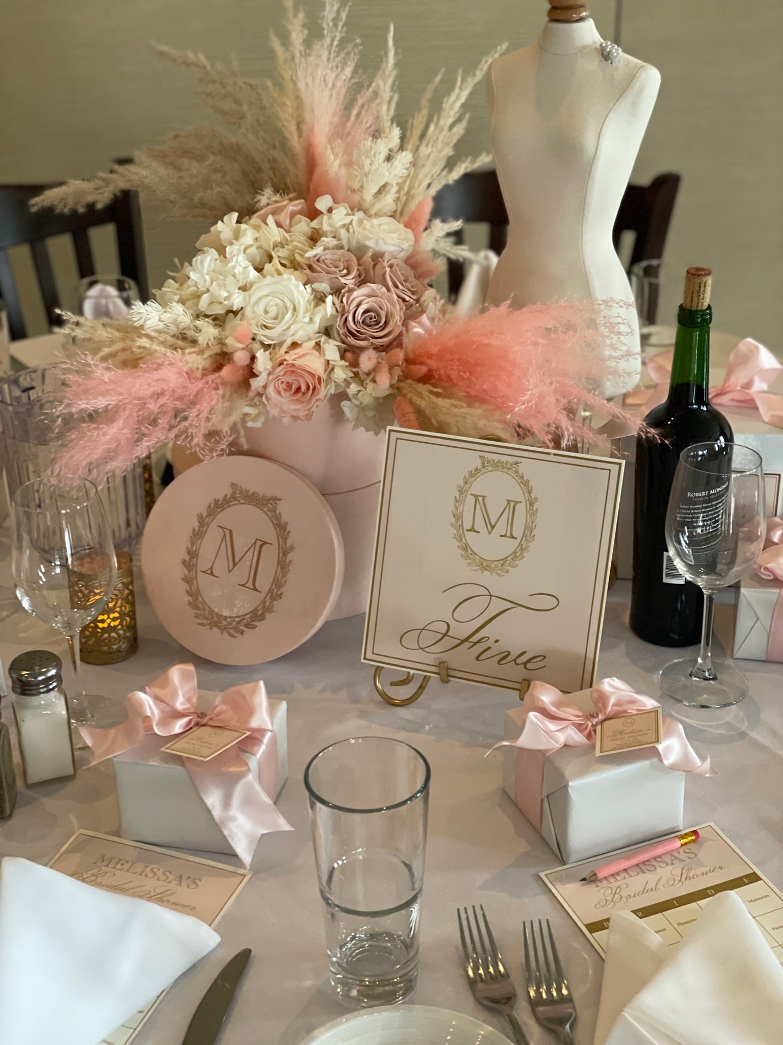 Custom Blush Table Number