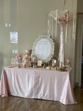 Light Pink Satin Table Cloth Rental