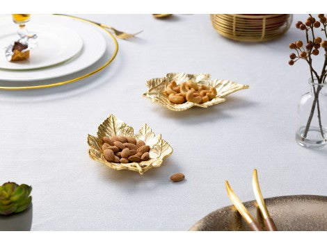 Set of 2 Gold Metal Leaves