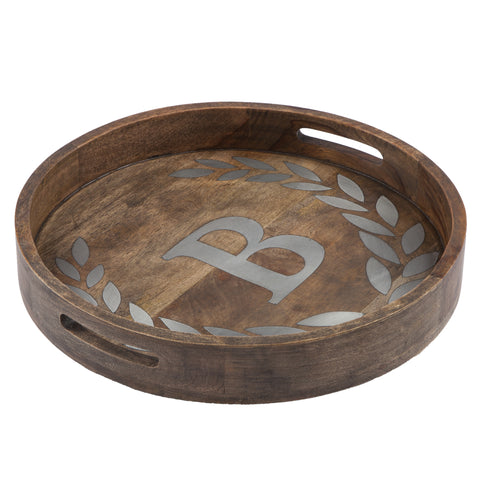 GG Collection Wood/Metal 20" Round Tray "B" - 20% OFF