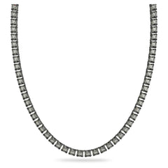 Millenia Necklace, Square Cut Crystals, Long, Gray, Rhodium Plated