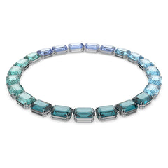 Millenia necklace, Octagon cut, Blue, Rhodium plated
