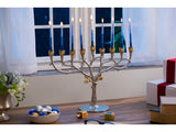 Two-tone Menorah with Leaf Design
