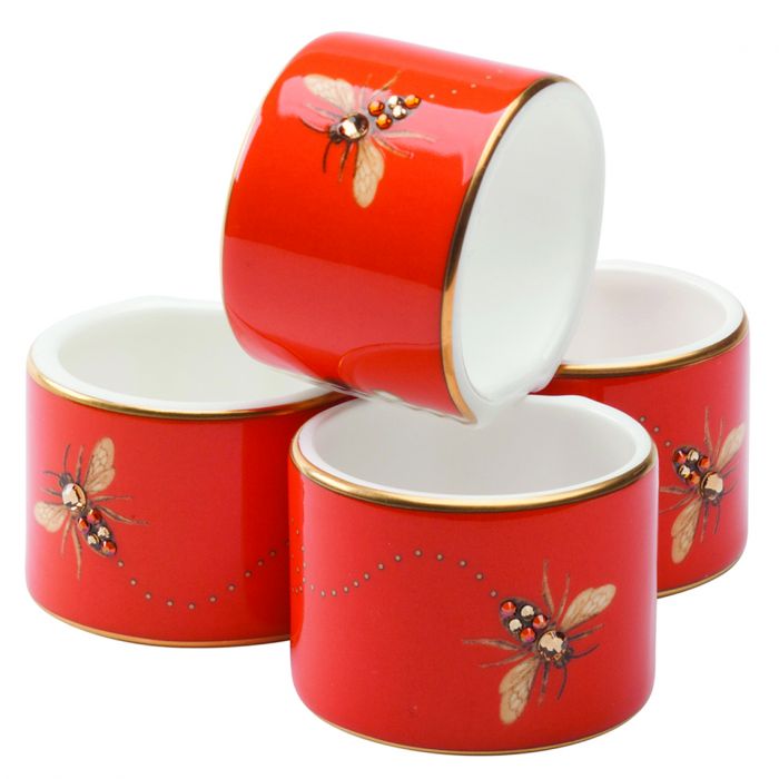 My Honeybee Napkin Ring | Set Of 4 Gold-Orange