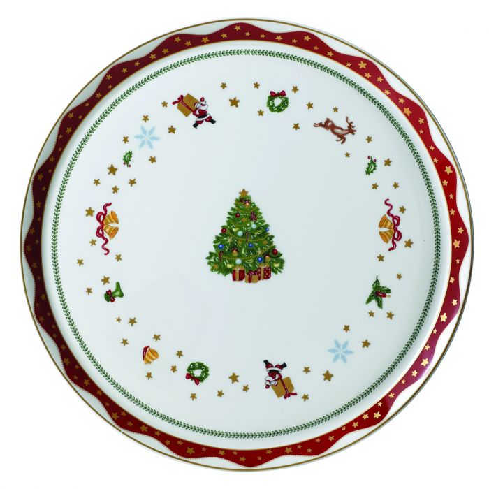 My Noel Round Cake / Serving Platter with Rim