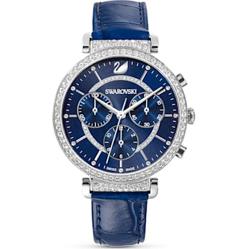 Swarovski Passage Chrono Watch&#44; Leather strap&#44; Blue&#44; Stainless Steel - Dalmazio Design