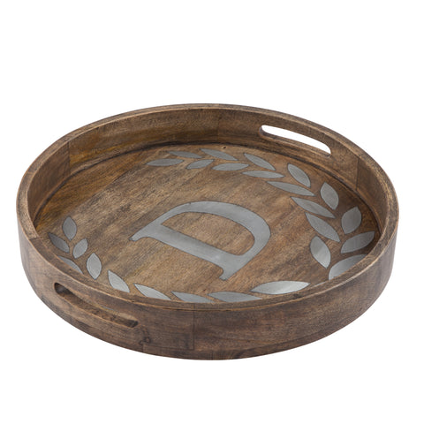 GG Collection Wood/Metal 20" Round Tray "D" - 20% OFF