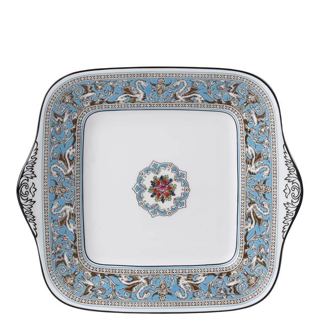 Florentine Turquoise Square Cake Plate 10.75"