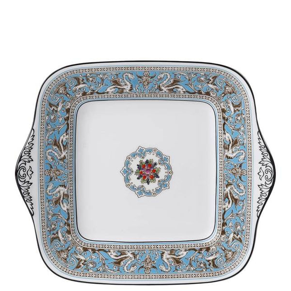 Florentine Turquoise Square Cake Plate 10.75"