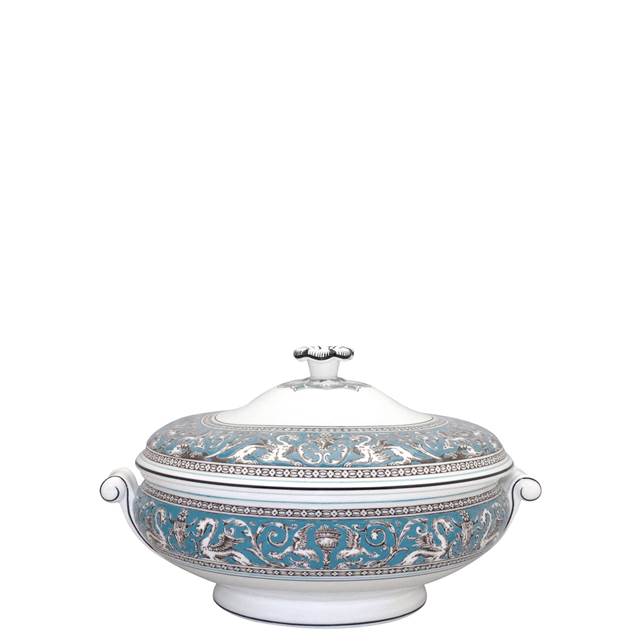 Florentine Turquoise Covered Vegetable Dish