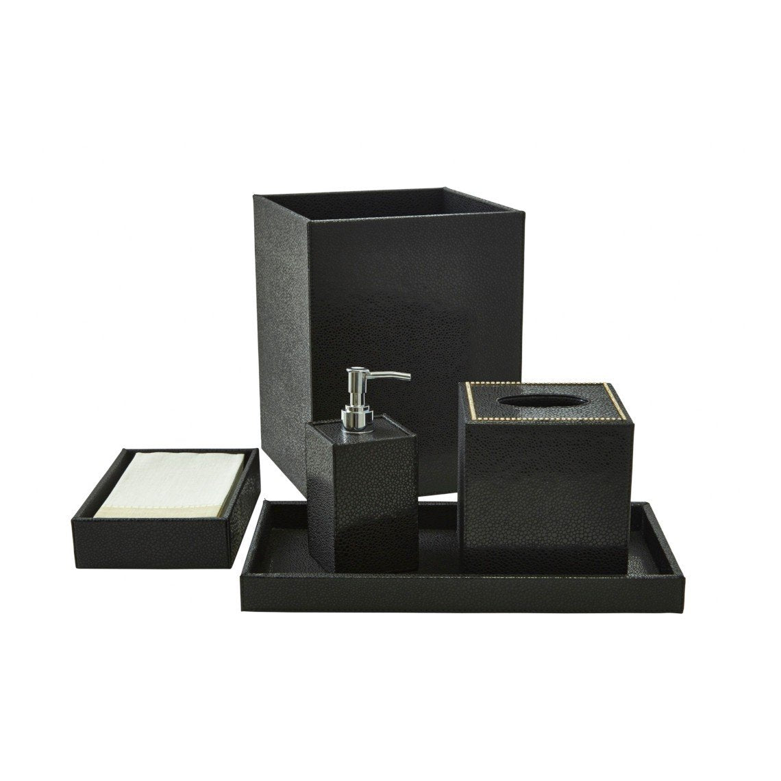 Bath Set (5pc Set), Black, With Crystal