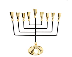 Black and Gold Straight Cut Menorah