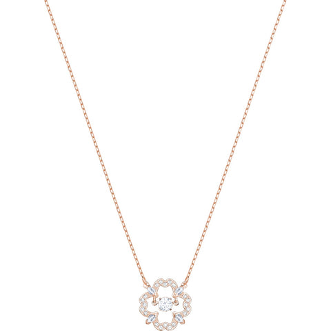 Swarovski Feel beautiful and elegant in this necklace&#44; inspired by the idea of a ‘dancing crystal’. The design features a sparkling stone that floats inside a cage. Plated in rose gold&#44; classic pavé shines in a floral motif to lend playful glamour for daytime style. A lovely gift for Mother’s Day.<br><br><i>Dimensions:</i><br>Length: 14 7/8 inches Dalmazio Design