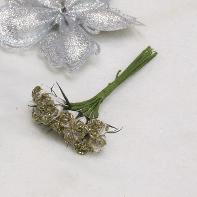 Dalmazio Design Floral Accent Glittered Rose Set of 12
