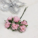 Dalmazio Design Floral Accent Satin Rose with Pink Tulle Set of 6