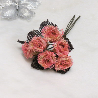 Dalmazio Design Floral Accent Burlap Rose Set of 6
