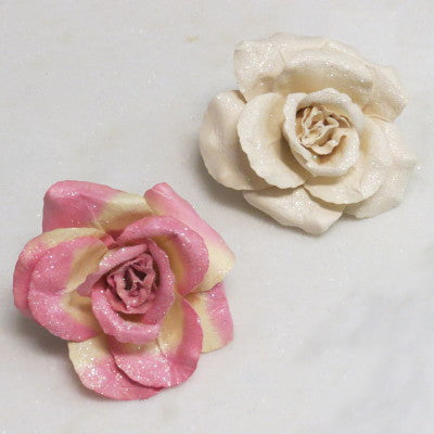 Dalmazio Design Floral Accent Rose Glittered Large