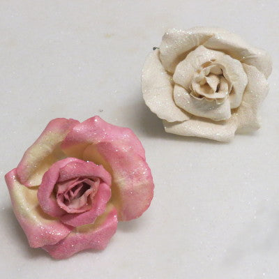 Dalmazio Design Floral Accent Rose Glittered Medium