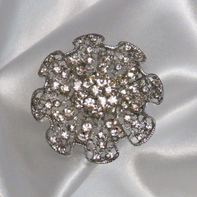 Dalmazio Design Rhinestone Brooch Ruffle Large