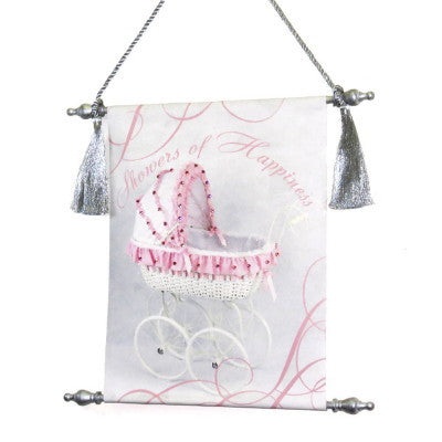 Dalmazio Design Canvas Keepsake Scroll - Showers of Happiness Pink Carriage