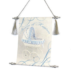 Dalmazio Design Canvas Keepsake Scroll - Showers of Happiness Blue Carriage