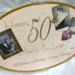 Dalmazio Design Keepsake Plaque - Custom Anniversary w/ Pictures Colored Crystal