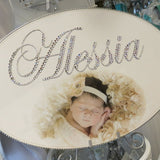 Dalmazio Design Keepsake Swarovski Plaque - Custom Baby Photo Centered Bottom & Personalization