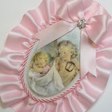 Dalmazio Design Keepsake Wooden Plaque- Capezzale Guardian Angel Baby Pink