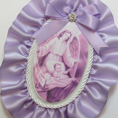 Dalmazio Design Keepsake Wooden Plaque- Capezzale Guardian Angel Lavender