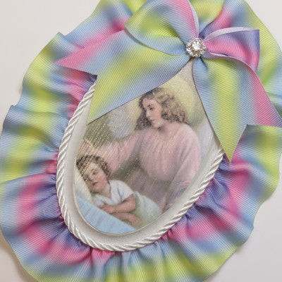 Dalmazio Design Keepsake Wooden Plaque- Capezzale Guardian Angel Rainbow