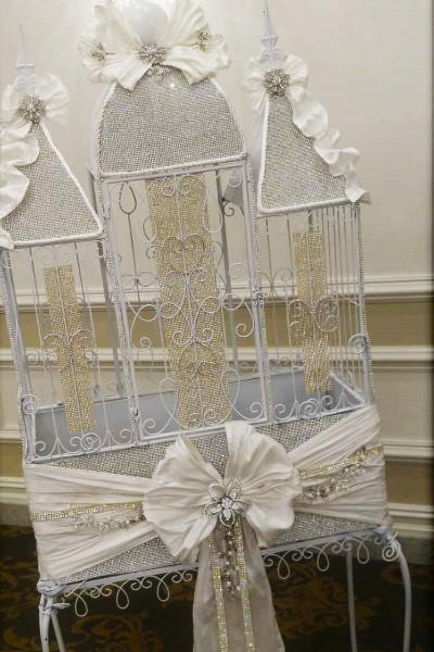 Dalmazio Design Crystal and Silk Adorned Birdcage Rental