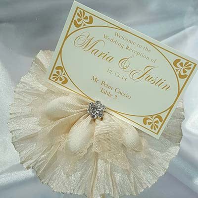 Dalmazio Design CRF Picasso Rhinestone Accent with Pleated Ruffle + Personalized Escort Card