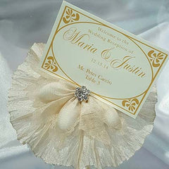Dalmazio Design CRF Picasso Rhinestone Accent with Pleated Ruffle + Personalized Escort Card