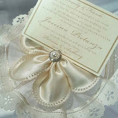 Dalmazio Design CRF Margherita Satin Pearl + Rhinestone Accent with Velo Ruffle + Personalized Donation Card