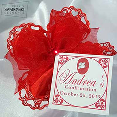 Dalmazio Design CRF Cuore Crystal with Wired Organza Ribbon Bow + Personalized Card