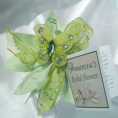 Dalmazio Design CRF Camelia Butterfly Accent with Wired Organza Ribbon Bow + Personalized "Confetti" Card