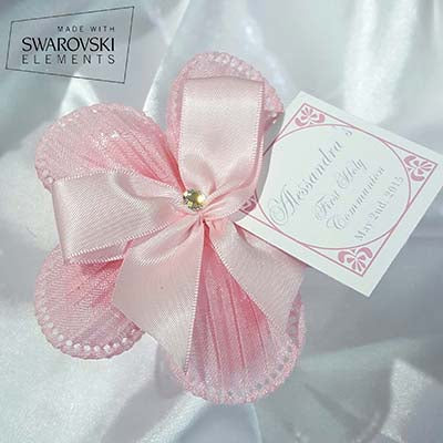 Dalmazio Design CRF Margherita Plisse Crystal with Bow + Personalized Card